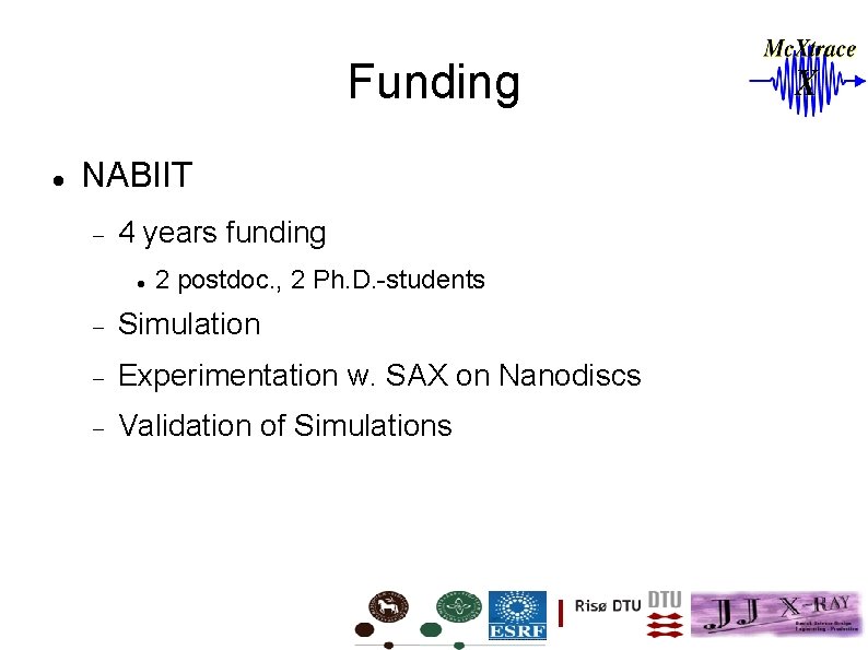 Funding NABIIT 4 years funding 2 postdoc. , 2 Ph. D. -students Simulation Experimentation