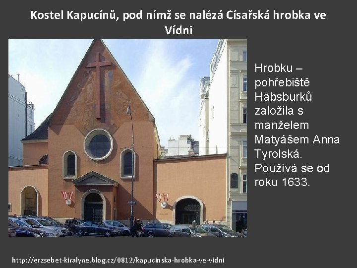 Kostel Kapucínů, pod nímž se nalézá Císařská hrobka ve Vídni Hrobku – pohřebiště Habsburků