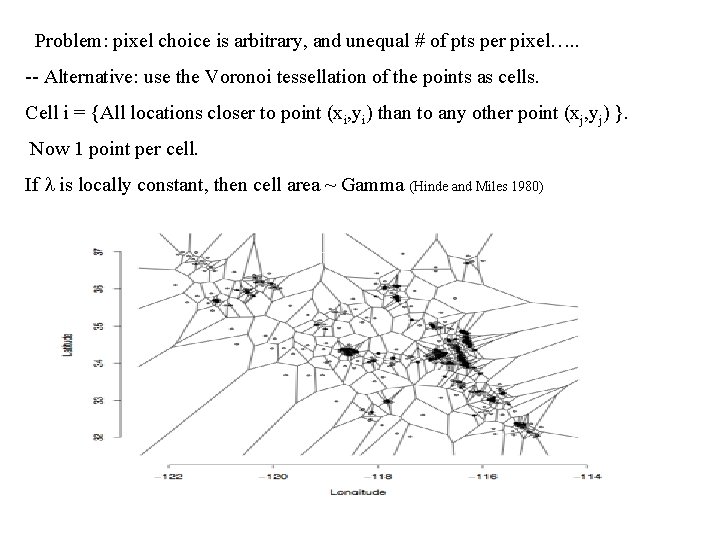 Problem: pixel choice is arbitrary, and unequal # of pts per pixel…. . --