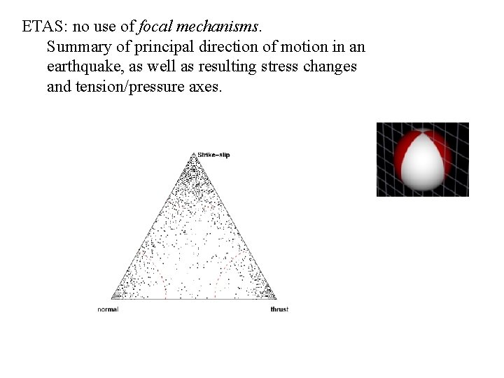 ETAS: no use of focal mechanisms. Summary of principal direction of motion in an