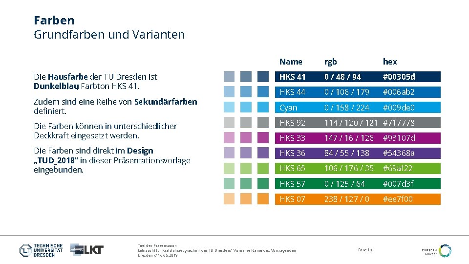 Farben Grundfarben und Varianten Name rgb hex HKS 41 0 / 48 / 94