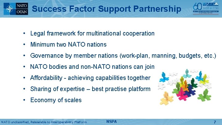 Success Factor Support Partnership • Legal framework for multinational cooperation • Minimum two NATO