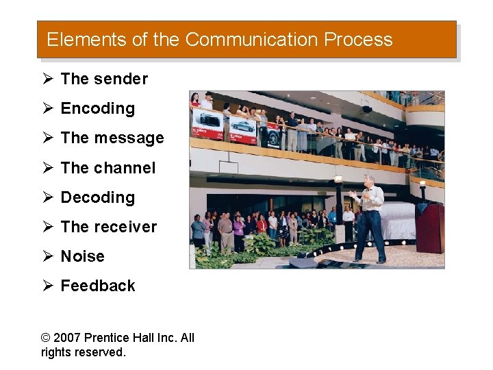 Elements of the Communication Process Ø The sender Ø Encoding Ø The message Ø