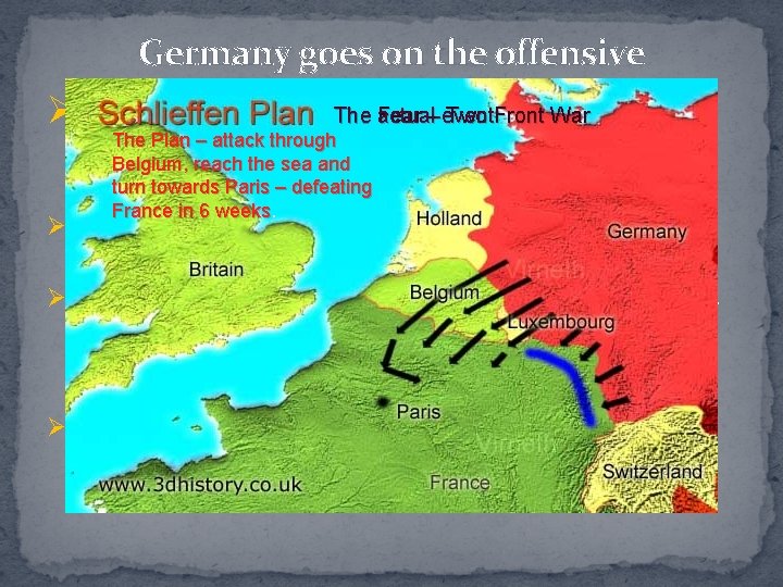 Germany goes on the offensive Ø As nations mobilize. The foractual war, – event