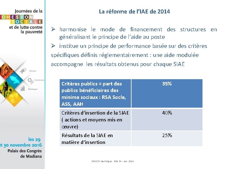 La réforme de l’IAE de 2014 Ø harmonise le mode de financement des structures