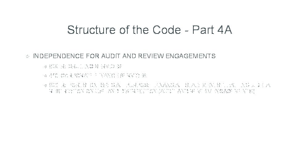 Structure of the Code - Part 4 A INDEPENDENCE FOR AUDIT AND REVIEW ENGAGEMENTS