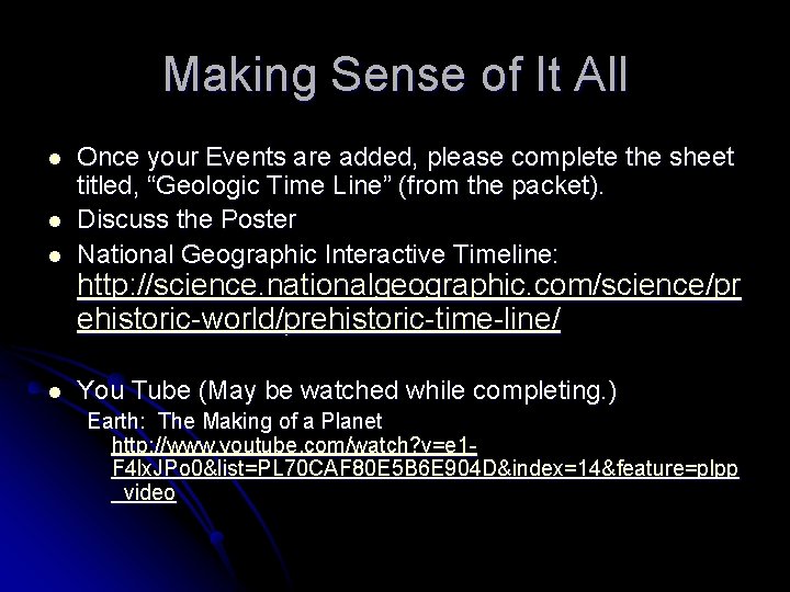 Making Sense of It All l Once your Events are added, please complete the