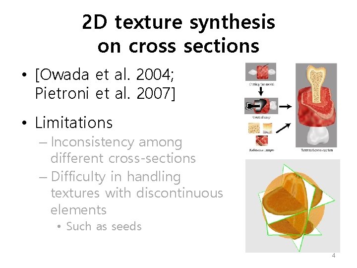 2 D texture synthesis on cross sections • [Owada et al. 2004; Pietroni et