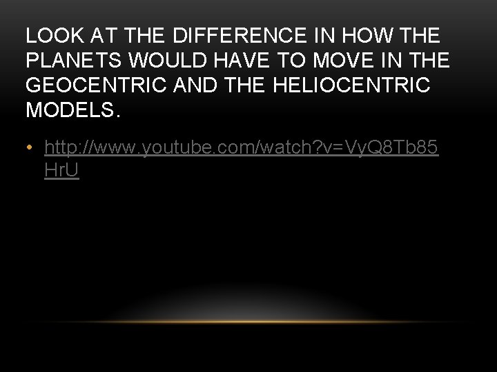 LOOK AT THE DIFFERENCE IN HOW THE PLANETS WOULD HAVE TO MOVE IN THE