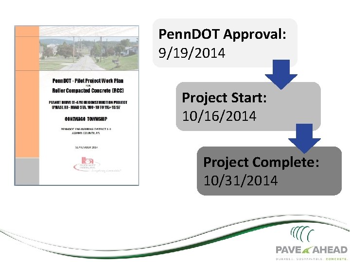 Penn. DOT Pilot Project Penn. DOT Approval: 9/19/2014 Project Start: 10/16/2014 Project Complete: 10/31/2014