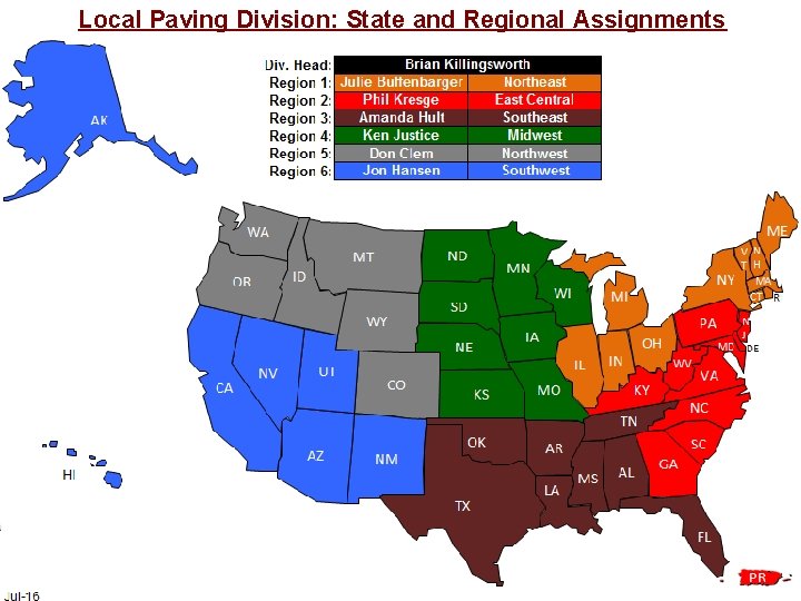 Local Paving Division: State and Regional Assignments 