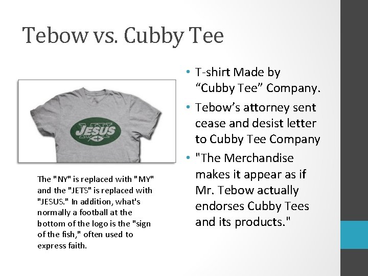 Tebow vs. Cubby Tee The "NY" is replaced with "MY" and the "JETS" is