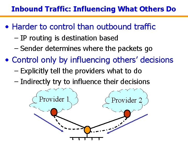 Inbound Traffic: Influencing What Others Do • Harder to control than outbound traffic –