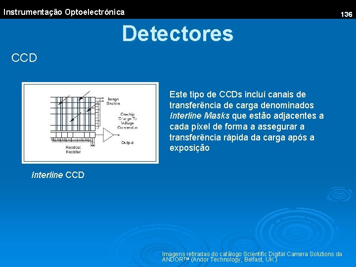 Instrumentação Optoelectrónica 136 Detectores CCD Este tipo de CCDs incluí canais de transferência de