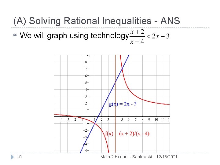(A) Solving Rational Inequalities - ANS We will graph using technology 10 Math 2