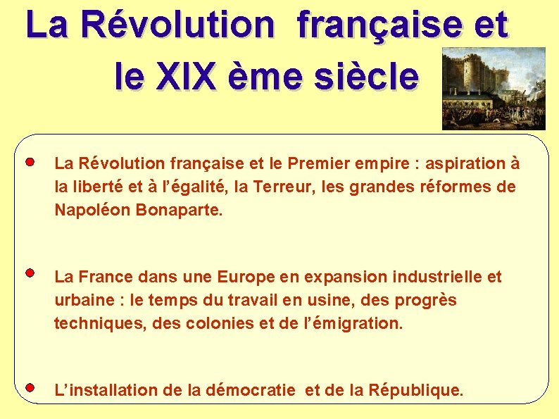 La Révolution française et le XIX ème siècle La Révolution française et le Premier