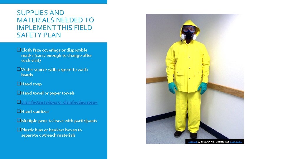 SUPPLIES AND MATERIALS NEEDED TO IMPLEMENT THIS FIELD SAFETY PLAN q. Cloth face coverings