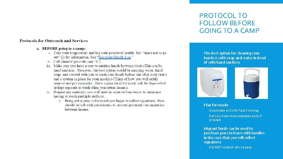 PROTOCOL TO FOLLOW BEFORE GOING TO A CAMP The best option for cleaning your