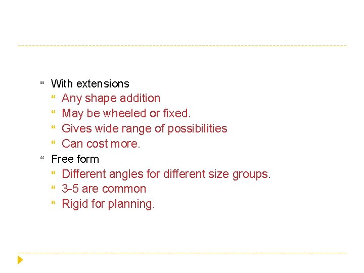  With extensions Any shape addition May be wheeled or fixed. Gives wide range