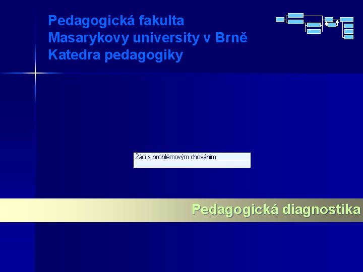 Pedagogická fakulta Masarykovy university v Brně Katedra pedagogiky Žáci s problémovým chováním Pedagogická diagnostika