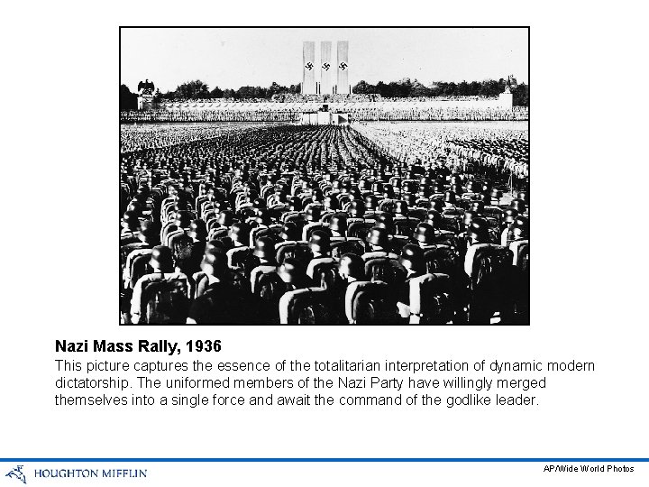 Nazi Mass Rally, 1936 This picture captures the essence of the totalitarian interpretation of