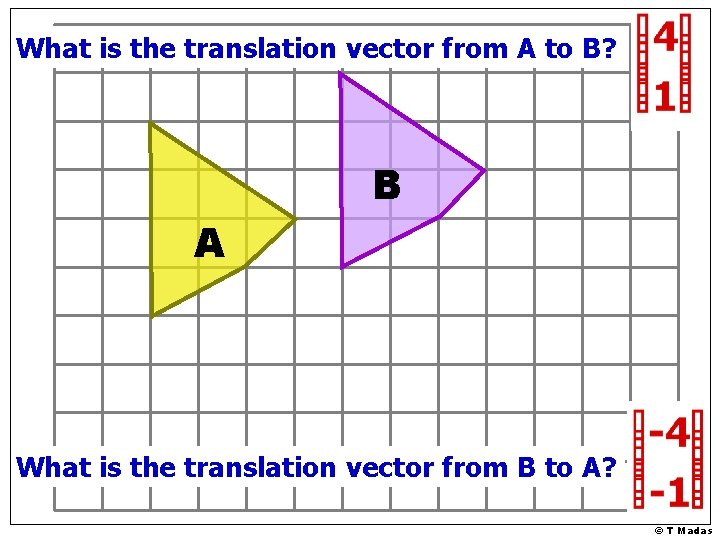 What is the translation vector from A to B? B A What is the