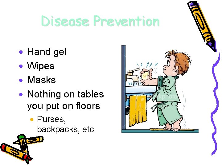 Disease Prevention · · Hand gel Wipes Masks Nothing on tables you put on