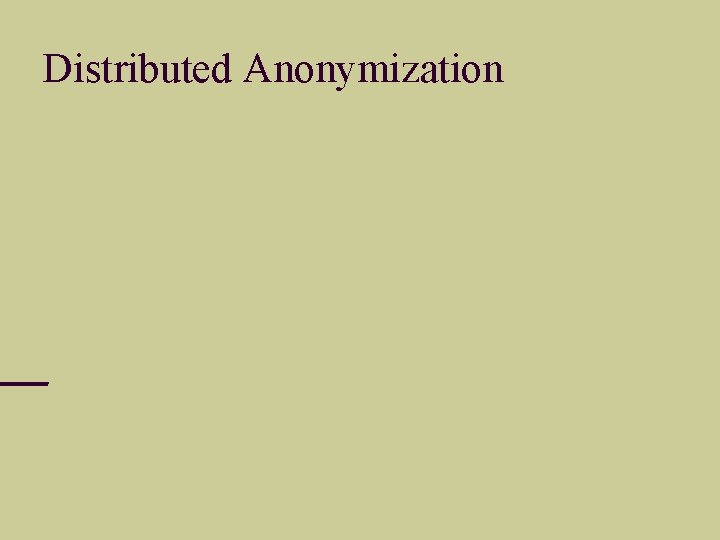 Distributed Anonymization 