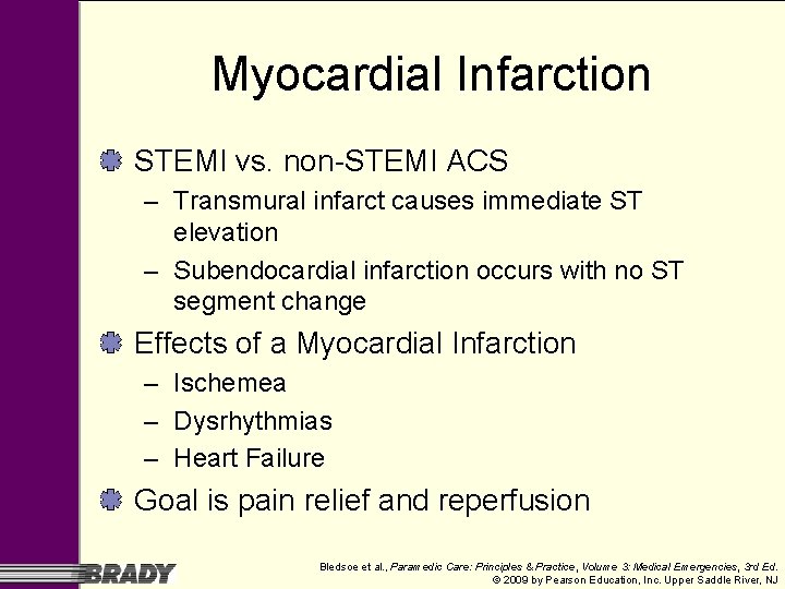 Myocardial Infarction STEMI vs. non-STEMI ACS – Transmural infarct causes immediate ST elevation – Myocardial Infarction STEMI vs. non-STEMI ACS – Transmural infarct causes immediate ST elevation –