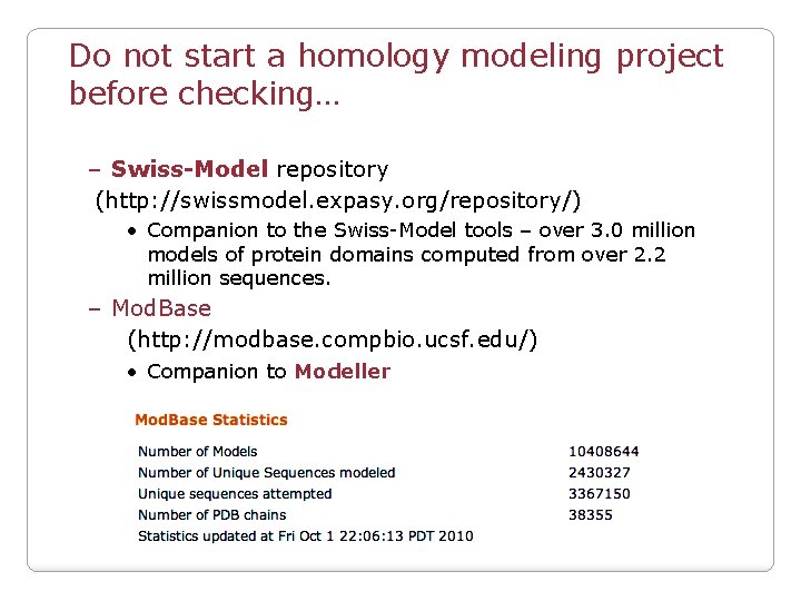 Do not start a homology modeling project before checking… – Swiss-Model repository (http: //swissmodel.