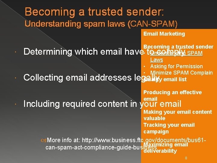 Becoming a trusted sender: Understanding spam laws (CAN-SPAM) Email Marketing Becoming a trusted sender