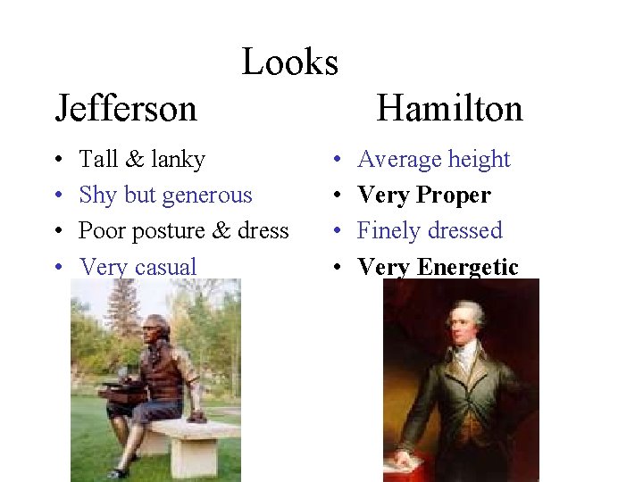 Looks Jefferson • • Tall & lanky Shy but generous Poor posture & dress