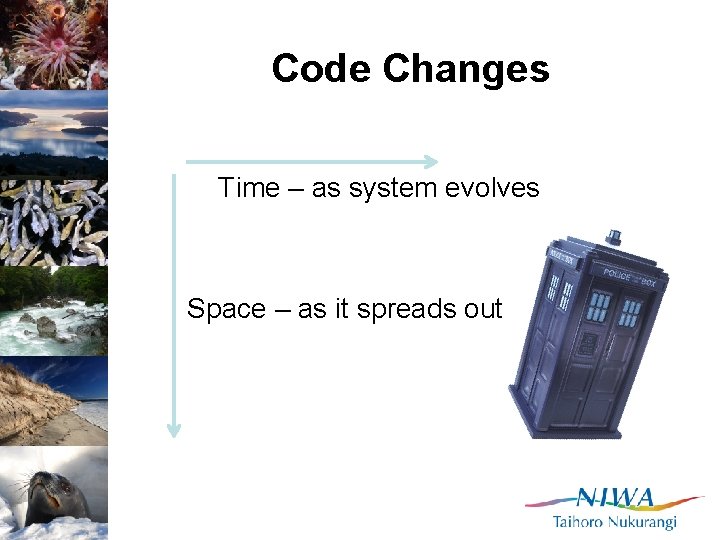 Code Changes Time – as system evolves Space – as it spreads out 