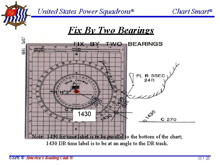 United States Power Squadrons® Chart Smart® Fix By Two Bearings 1430 Note: 1430 fix