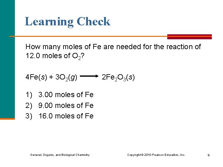 Chapter 6 Chemical Reactions and Quantities Mole Relationships
