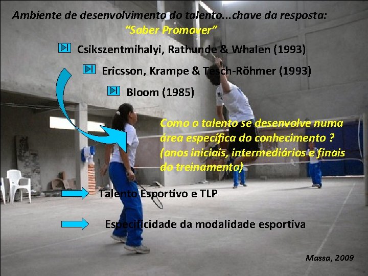 Ambiente de desenvolvimento do talento. . . chave da resposta: “Saber Promover” Csikszentmihalyi, Rathunde