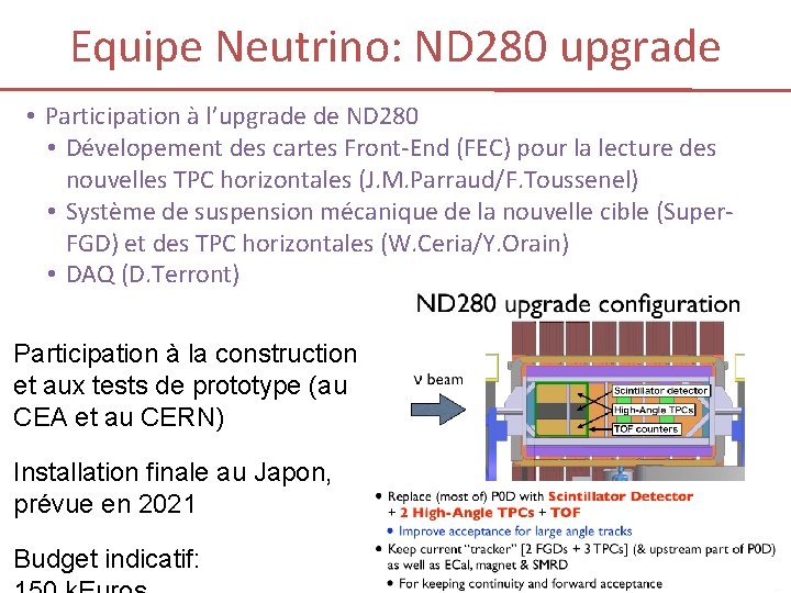 Equipe Neutrino: ND 280 upgrade • Participation à l’upgrade de ND 280 • Dévelopement