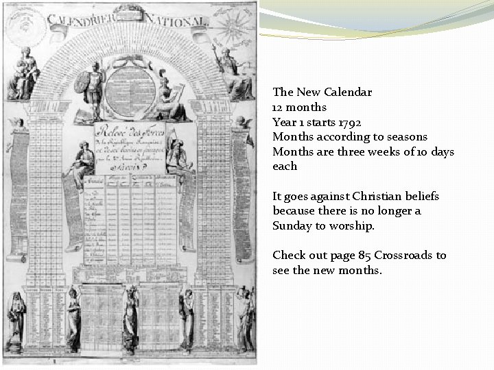 The New Calendar 12 months Year 1 starts 1792 Months according to seasons Months
