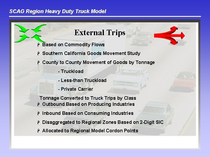 SCAG Region Heavy Duty Truck Model External Trips H Based on Commodity Flows H