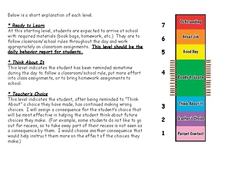 Below is a short explanation of each level. * Ready to Learn At this