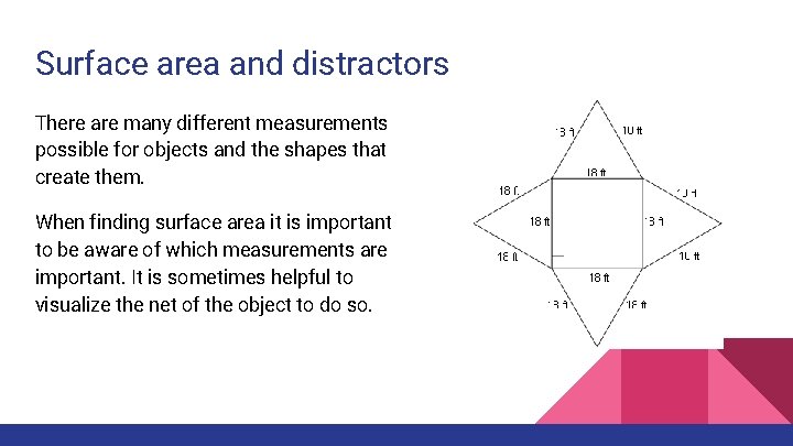 Surface area and distractors There are many different measurements possible for objects and the