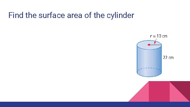 Find the surface area of the cylinder 