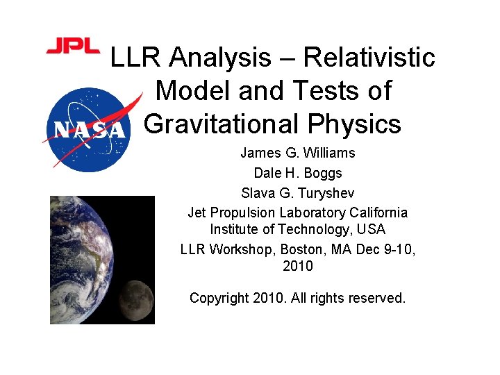 LLR Analysis Relativistic Model and Tests of Gravitational