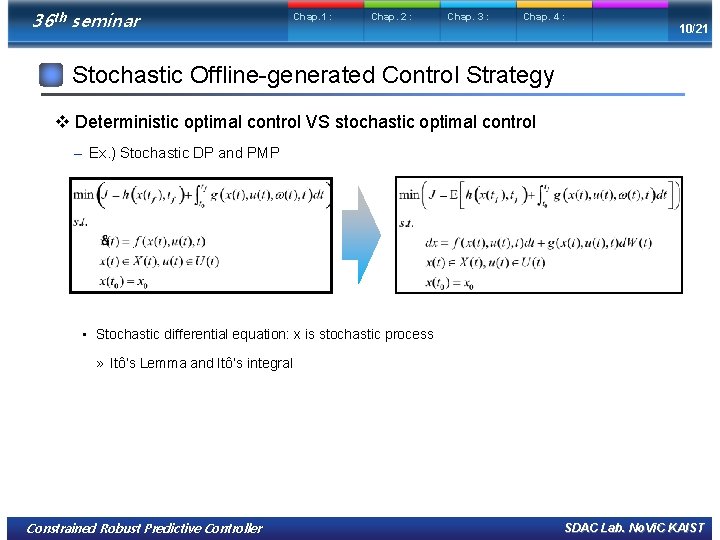 36 th seminar Chap. 1 : Chap. 2 : Chap. 3 : Chap. 4