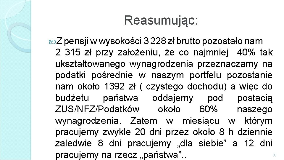 Reasumując: Z pensji w wysokości 3 228 zł brutto pozostało nam 2 315 zł