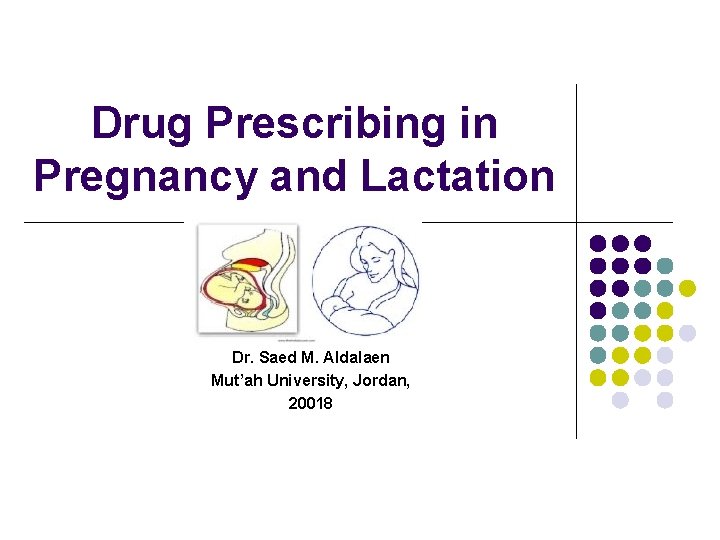 Drug Prescribing in Pregnancy and Lactation Dr. Saed M. Aldalaen Mut’ah University, Jordan, 20018