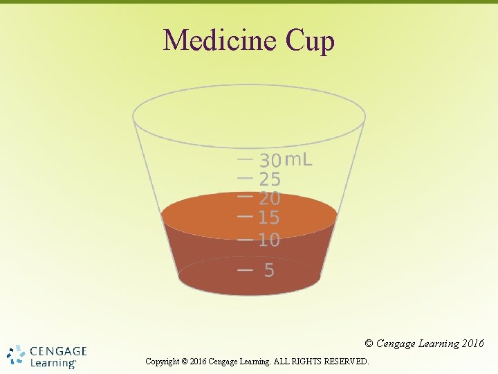Medicine Cup © Cengage Learning 2016 Copyright © 2016 Cengage Learning. ALL RIGHTS RESERVED.