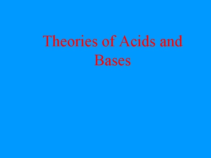 Theories of Acids and Bases 