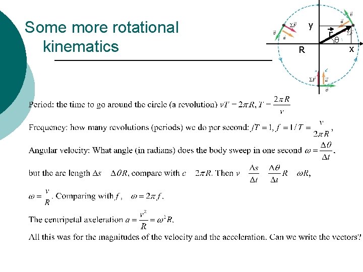 Some more rotational kinematics y R r q x 