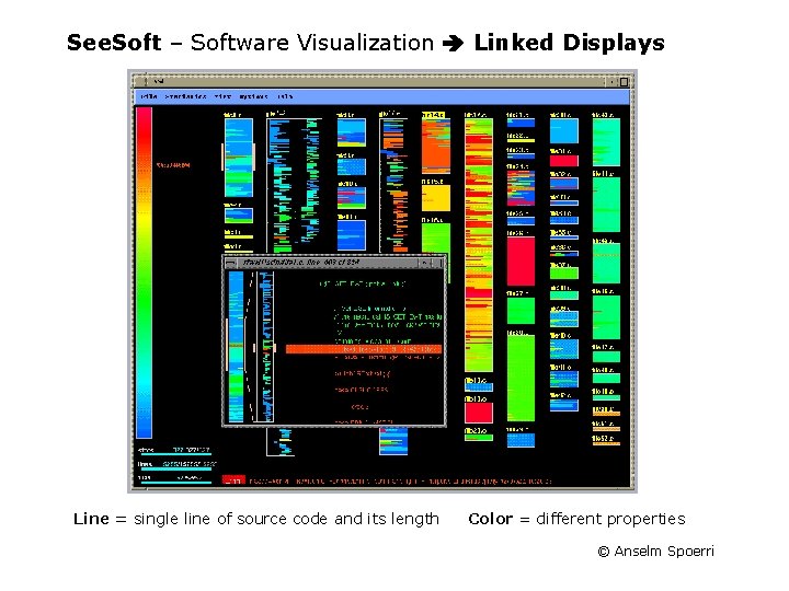See. Soft – Software Visualization Linked Displays Line = single line of source code See. Soft – Software Visualization Linked Displays Line = single line of source code